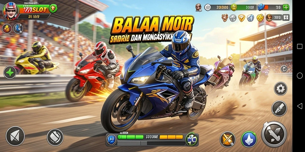 Screenshot gameplay 171SLOT dengan aksi balapan motor yang seru.