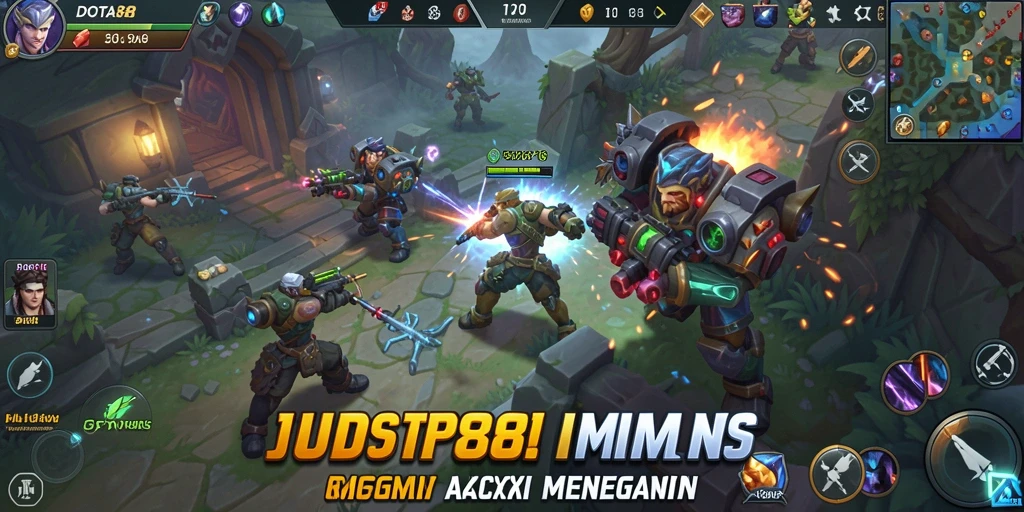 Tangkapan layar DOTA88 menampilkan aksi tembak-menembak yang intens.