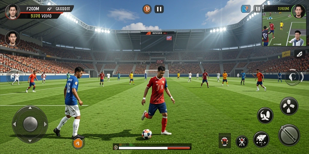 Tampilan aksi seru dalam game F200M yang menampilkan momen pertandingan.