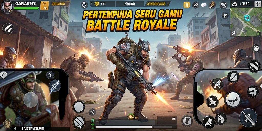Screenshot dari gameplay seru GANAS33 yang menampilkan aksi Battle Royale.