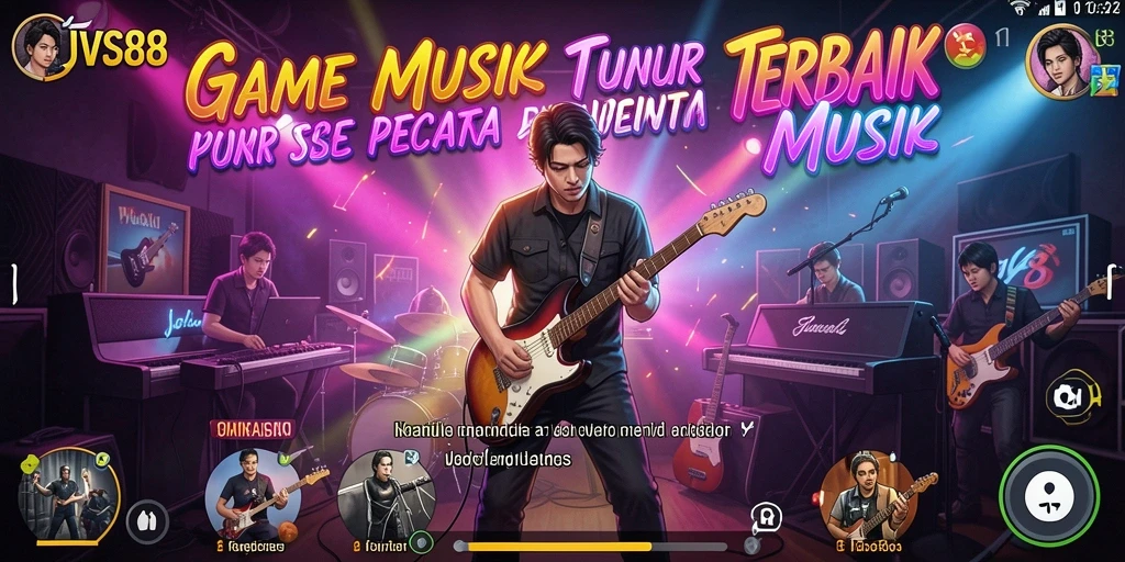 Screenshot JVS88 menampilkan antarmuka permainan musik yang menarik.