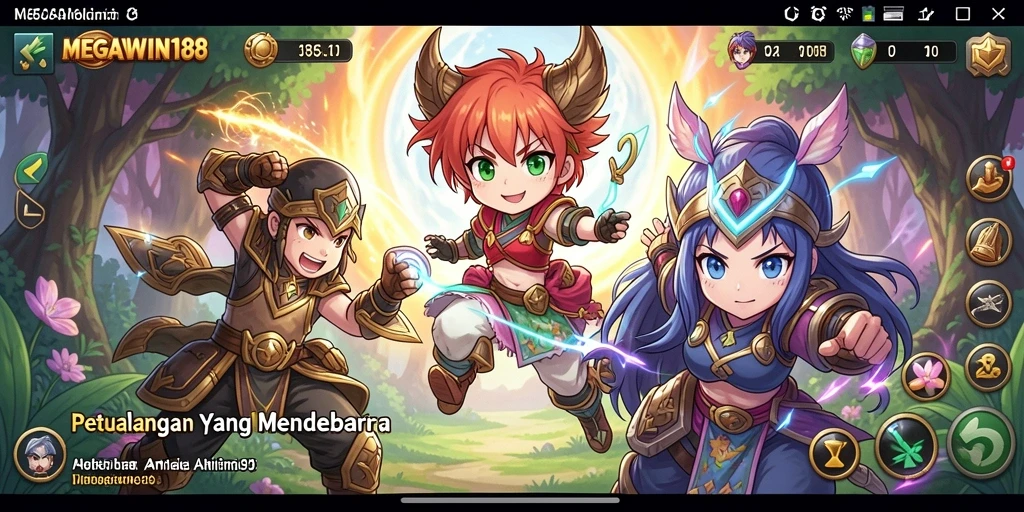 Tampilan gameplay seru dari MEGAWIN188 dengan karakter anime yang dinamis.