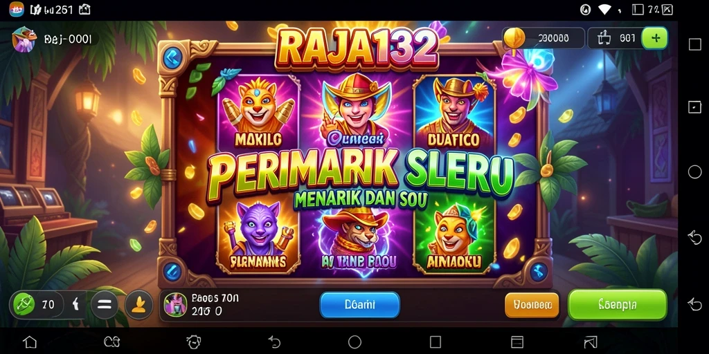 Screenshot gameplay Slot RAJA132 yang menampilkan putaran dan fitur bonus.