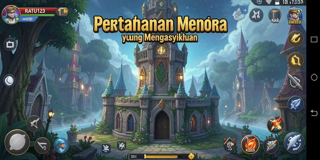 Tampilan gameplay mendebarkan dari RATU123 Tower Defense.