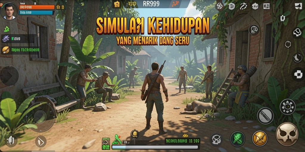 Tampilan gameplay RR999 dengan interaksi menarik antar karakter.
