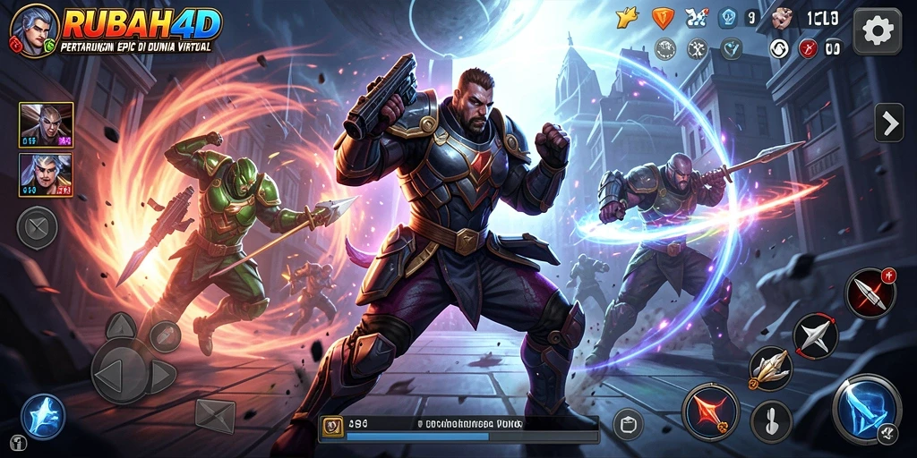 Tampilan gameplay RUBAH4D yang mendebarkan di arena pertarungan.