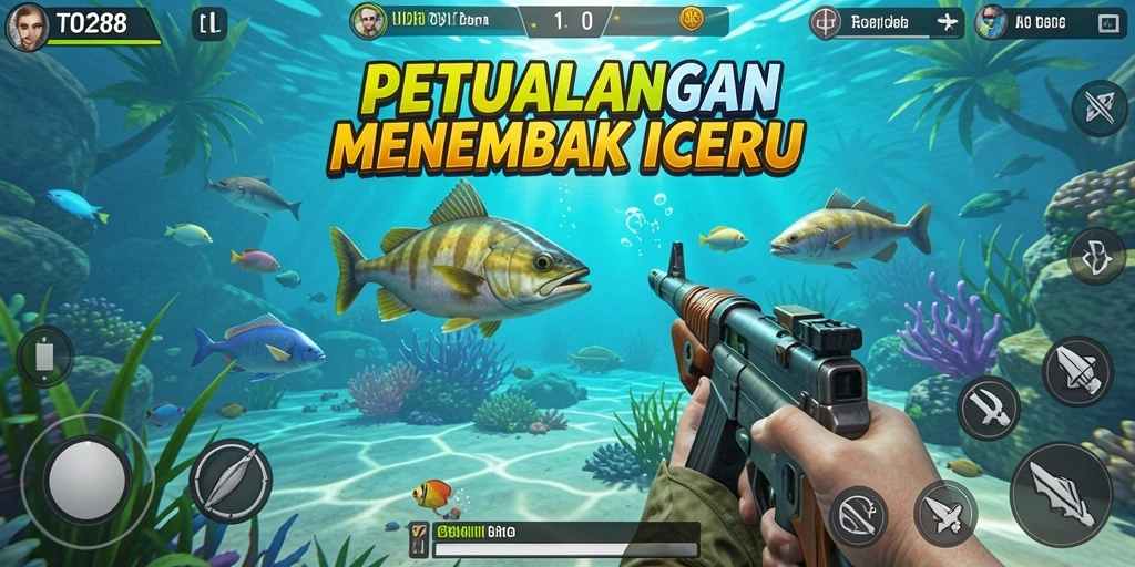 Gameplay seru TO288 menembak ikan di bawah laut.